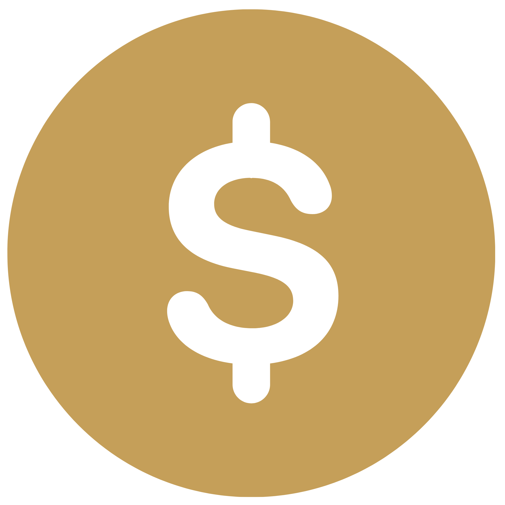 Gold dollar sign symbol overlaid on a large, circular, gold-colored background.