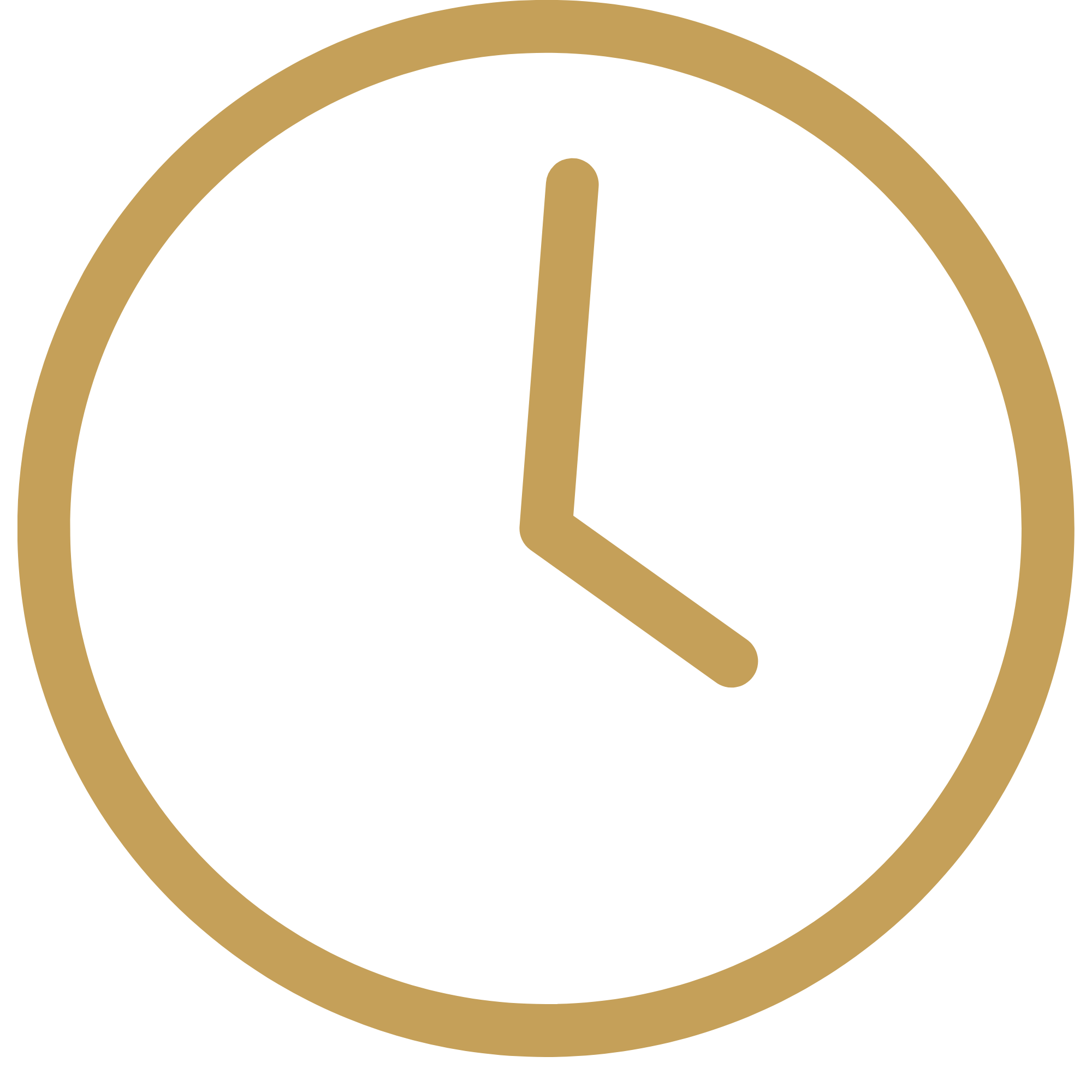Close-up of a black alarm clock with gold accents showing the time at 12:00.