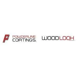 Logos of Powderline Coatings and Wood Look companies.