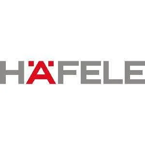 Close-up of a partial logo with the word 'HÄFELE' in gray letters and a red stylized letter 'A' with a dot.