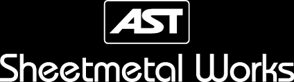 AST Sheetmetal Works logo in black and white.