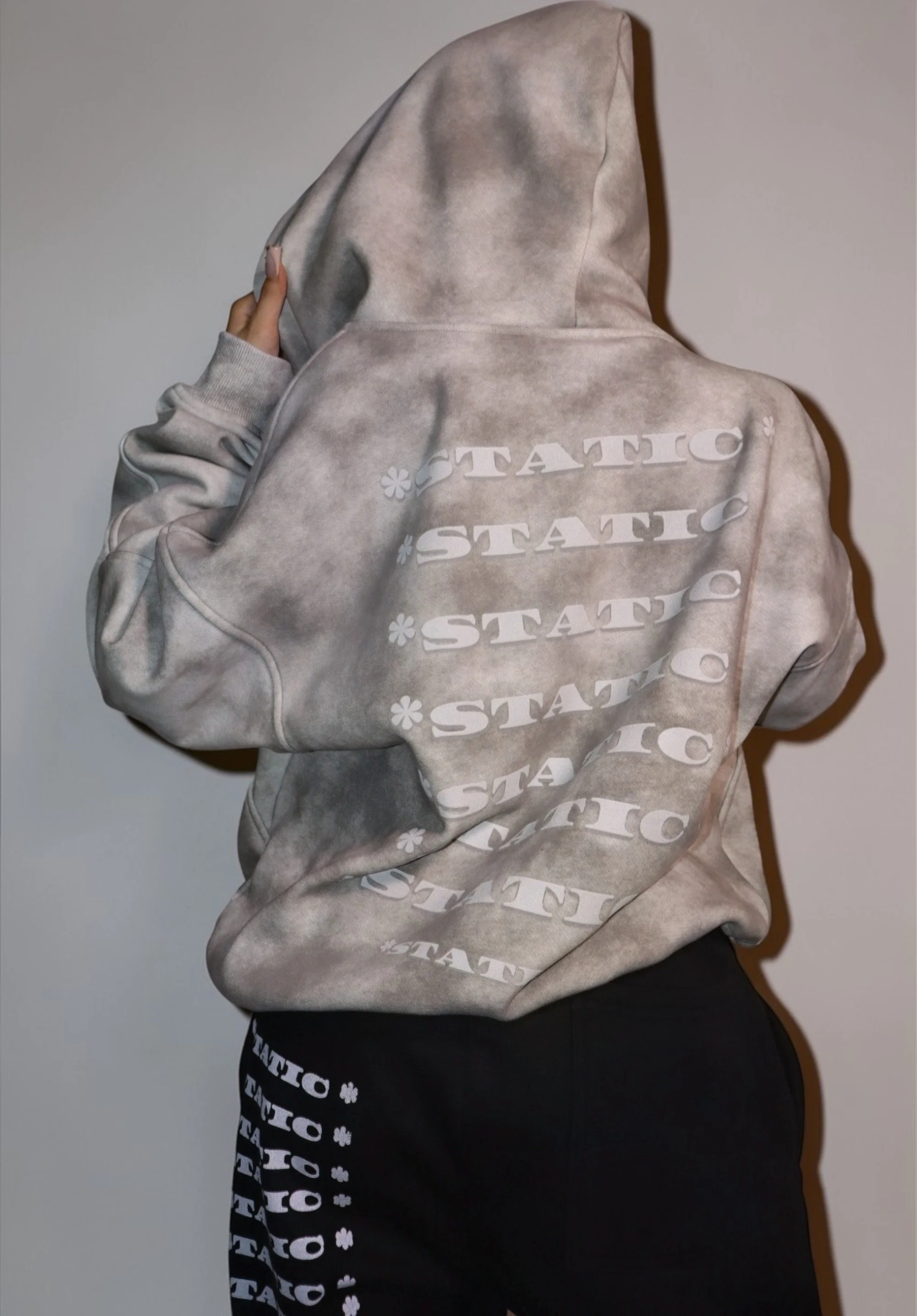 * STATIC * Dirty Washed Zip-Up Fleece Hoodie