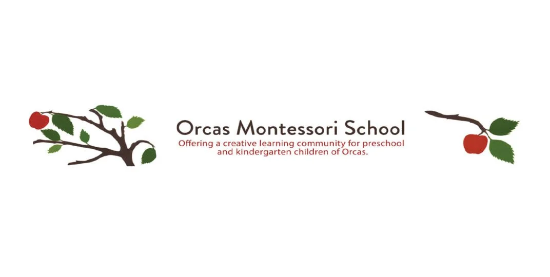 Montessori name with branches and leaves to each side