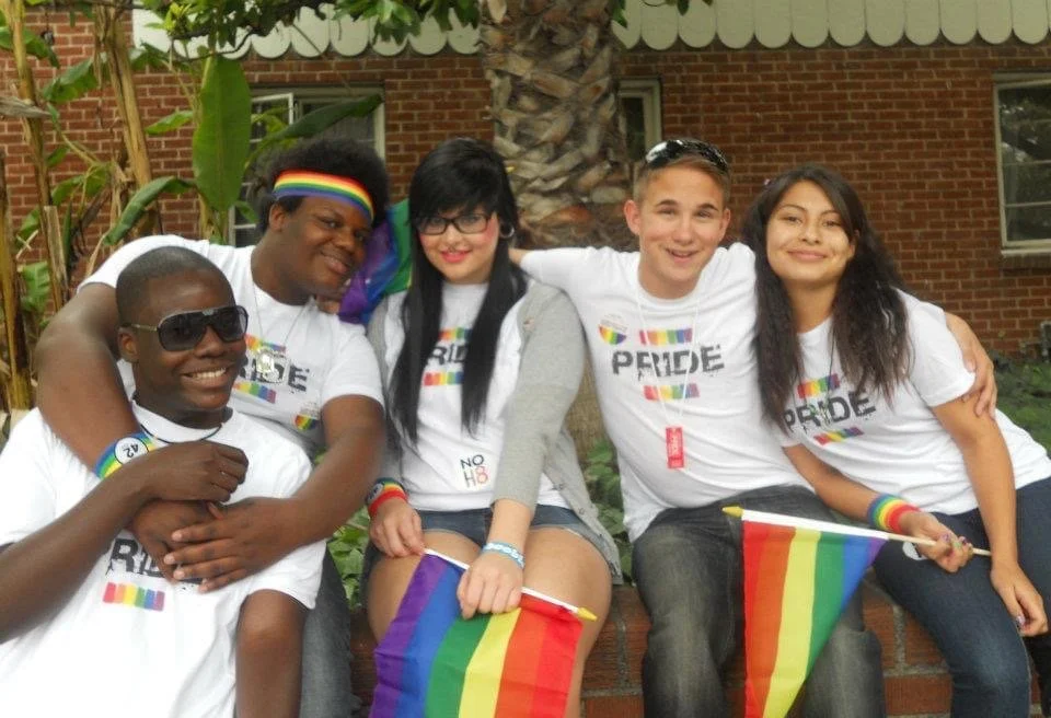 Adam Price leads West Hollywood Pride Parade for his Gay Straight Alliance Group in 2010. 