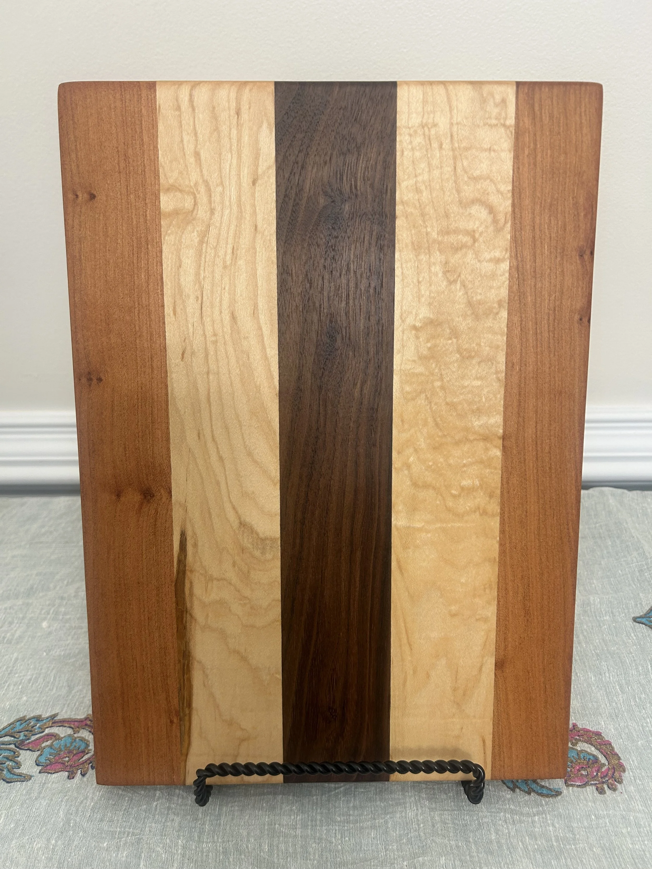 Handcrafted Hardwood Cutting Board - Black Walnut, Cherry, and Maple