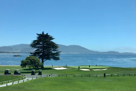Pebble Beach golf course and Carmel Bay in California.