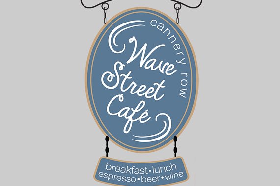 Wave Street Café log and sign.