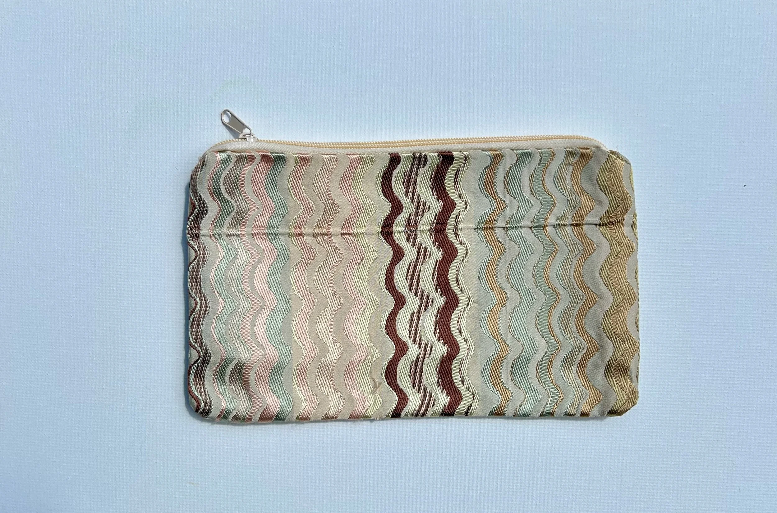 Pink Wavy Stripes Zipper Bag