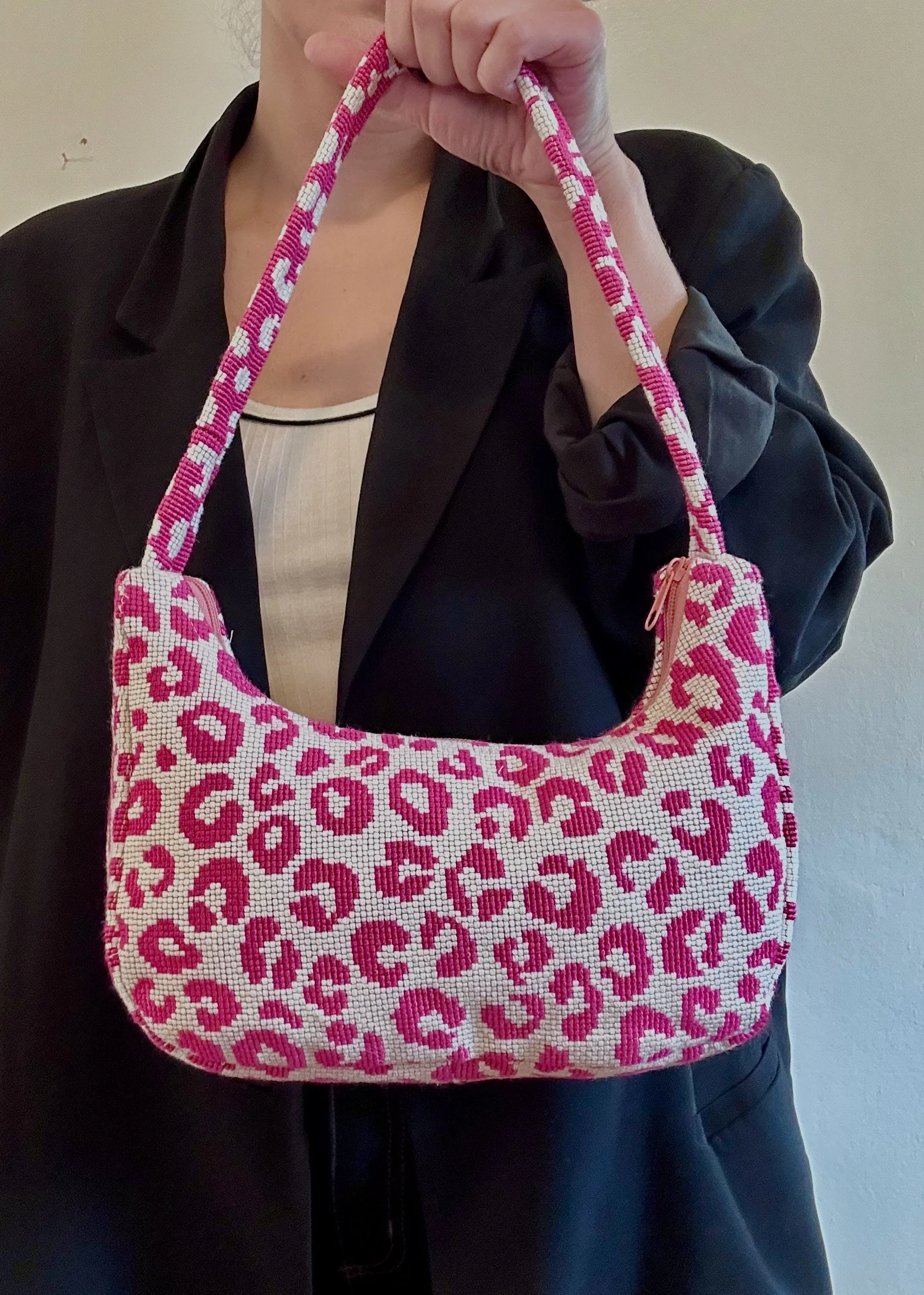 Pink Cheetah Baguette Bag