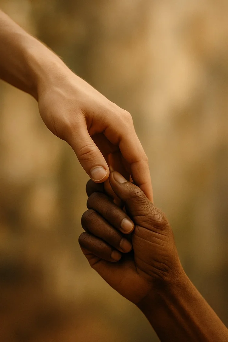 Hands reaching in unity