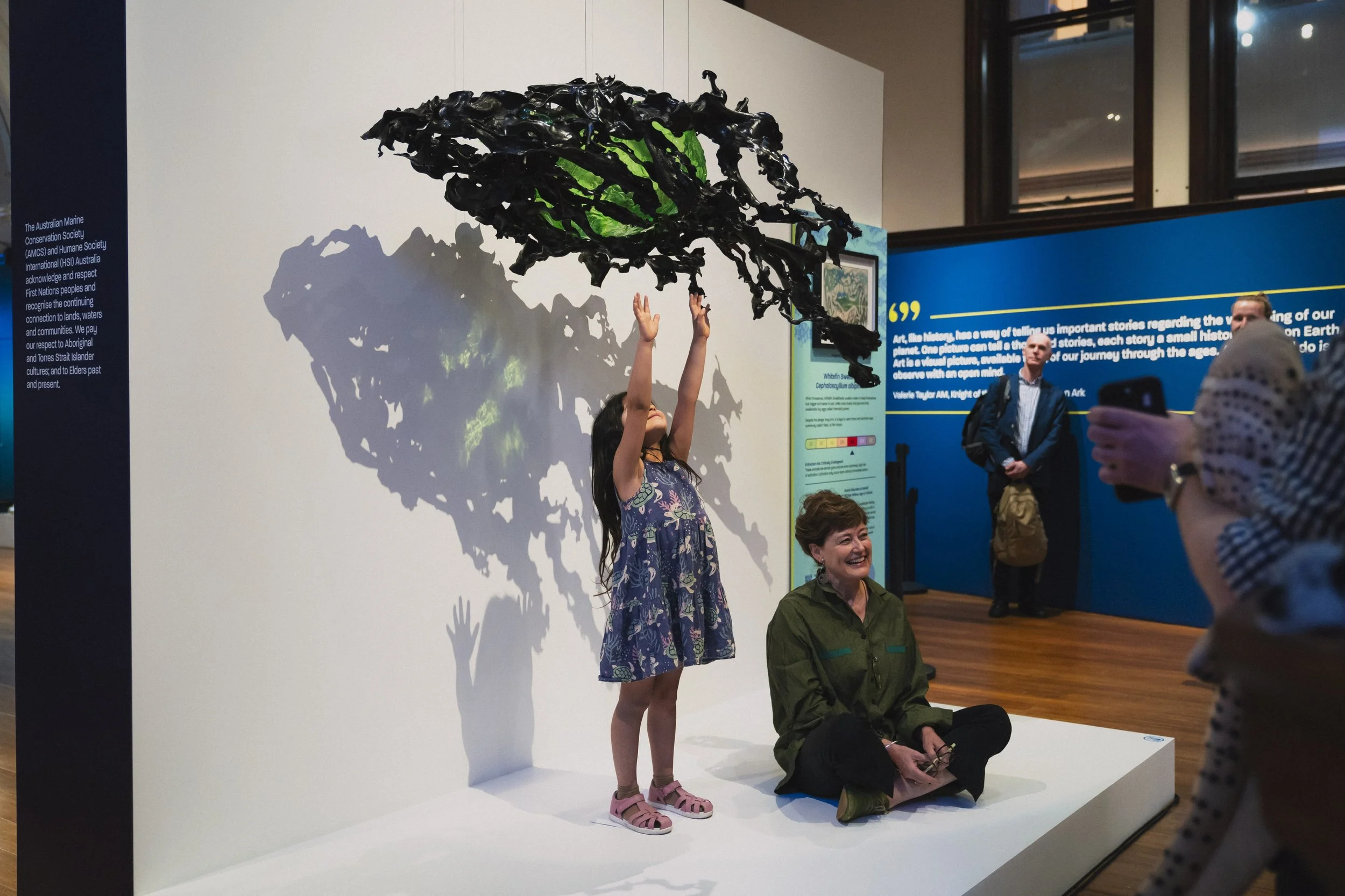 Artist Jennifer Turpin’s seaweed sculpture was inspired by 4-year-old Inara Wilson’s imagined whitefin swellshark.
