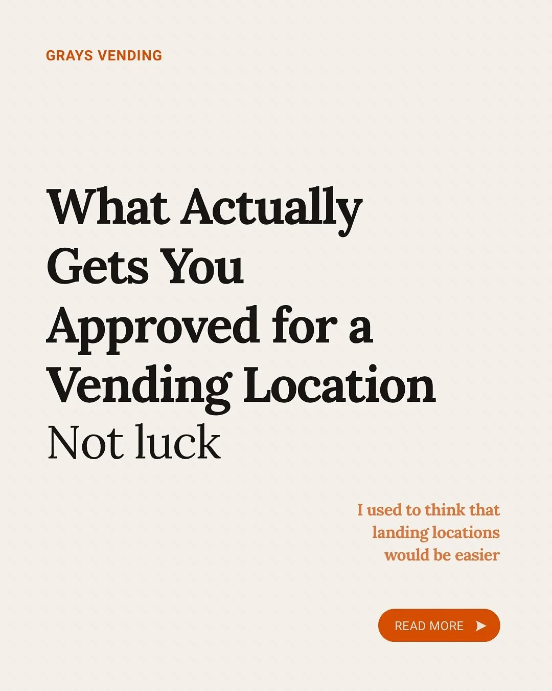 Most people think landing vending locations is luck. 🍀 
But it&rsquo;s really about these 3 things: 

1. Professional presentation
2. Consistent follow-up
3. Clear value 

When you combine all three, you build trust, close faster, and earn more oppo