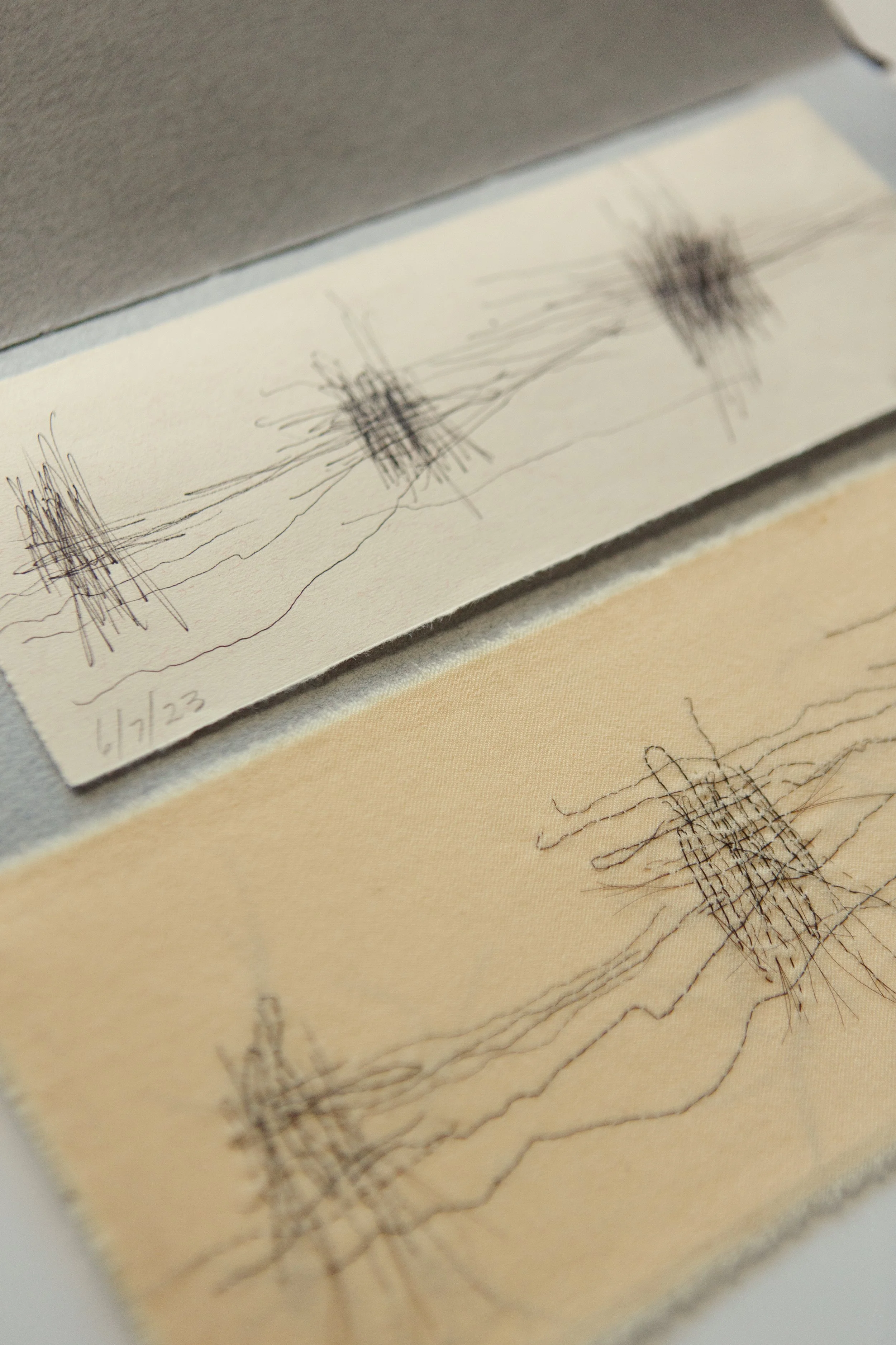 Filament - An image of part of a pencil drawing and hair drawing next to each other