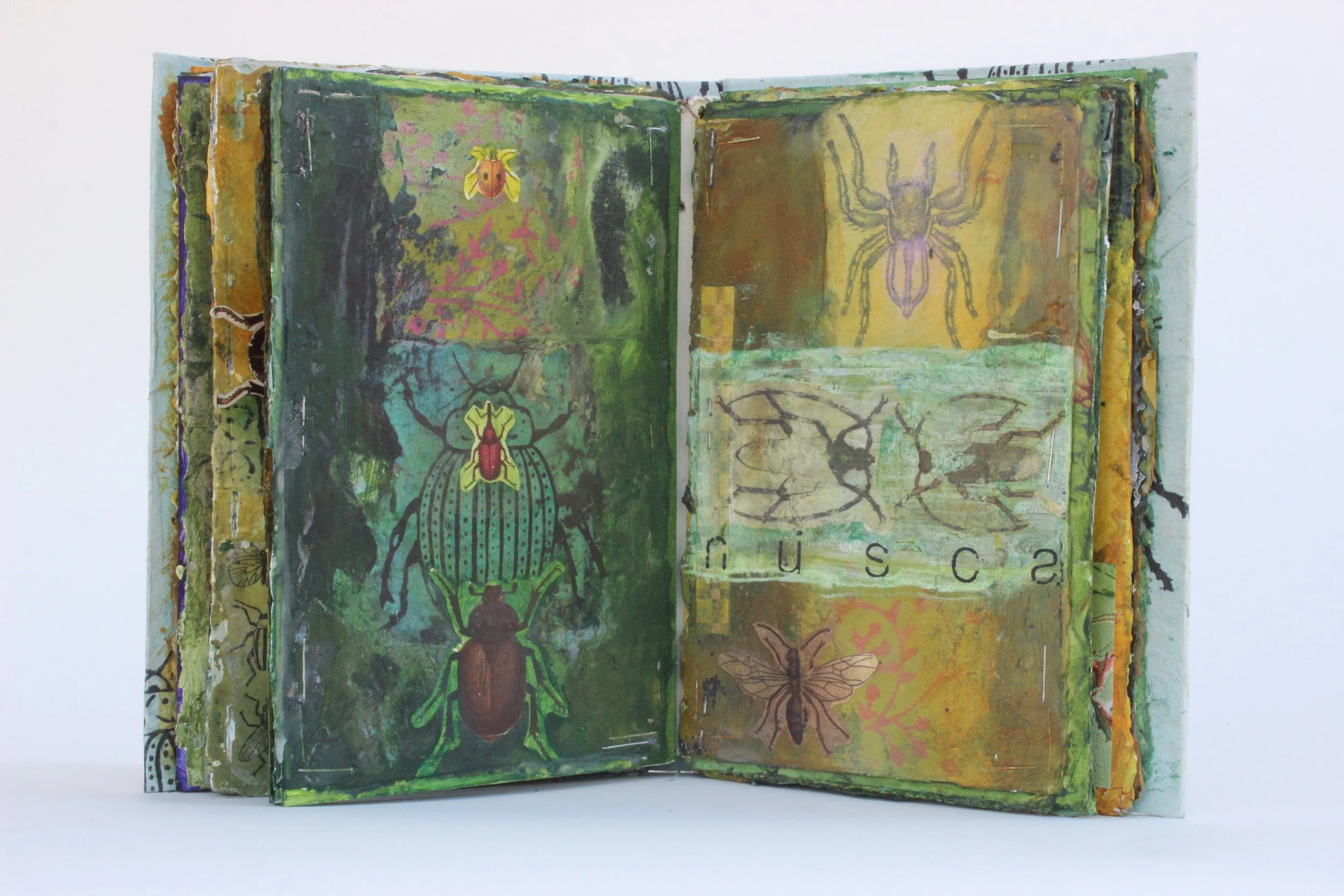 Bugs book - Mixed media on paper, artist book, closed 6" X 4.5." 2007
