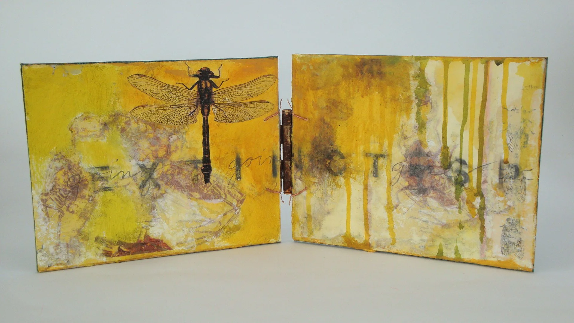 Going, Going, Gone - Mixed media on board, hinged artist book. Open 8" X 21." Closed 8" X 10." 2006