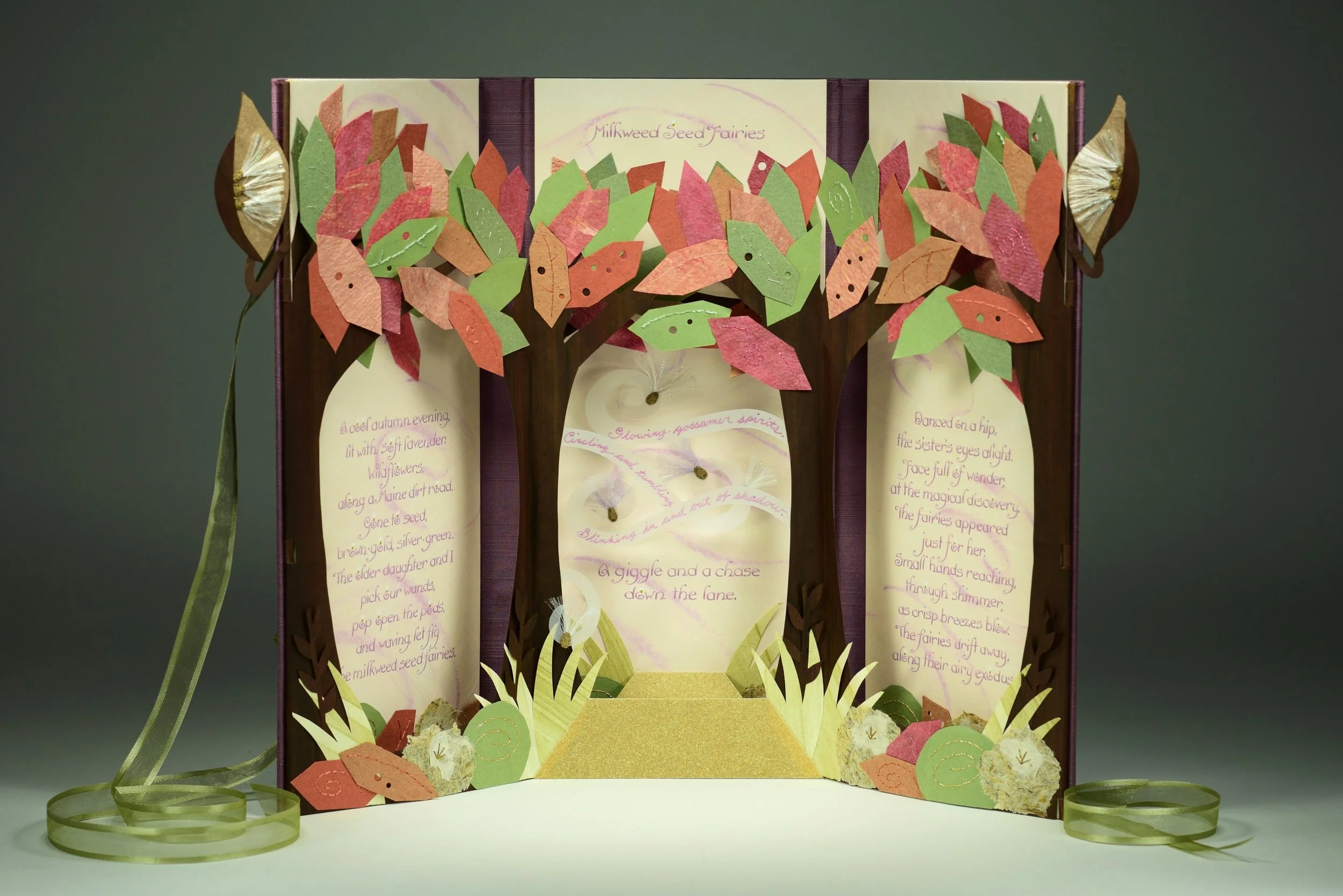 Milkweed Seed Fairies – A pop-up, illustrating a halcion memory of a special walk in Maine.