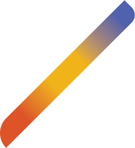 Abstract diagonal design with black, orange, yellow, and blue sections.