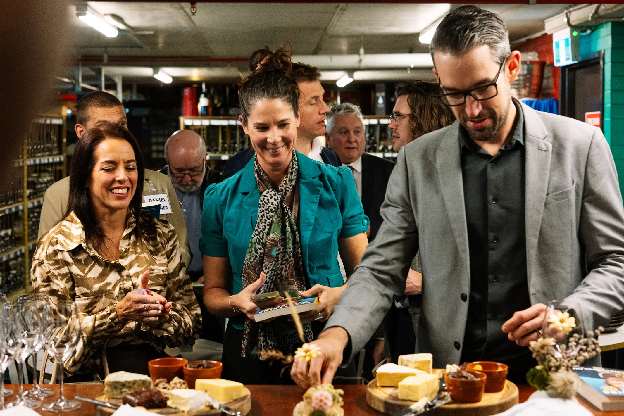 Professional engaging with others at a business event