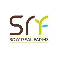 Logo of SOW Real Farms with stylized letters S, R, and F, and the farm name beneath