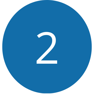 Blue circle with the number 2 in white inside.