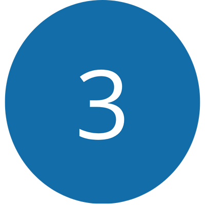 Blue circle with the number 3 in white.