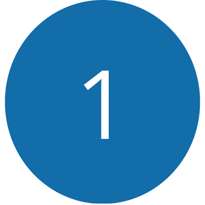 Blue circle with white number one in the center.