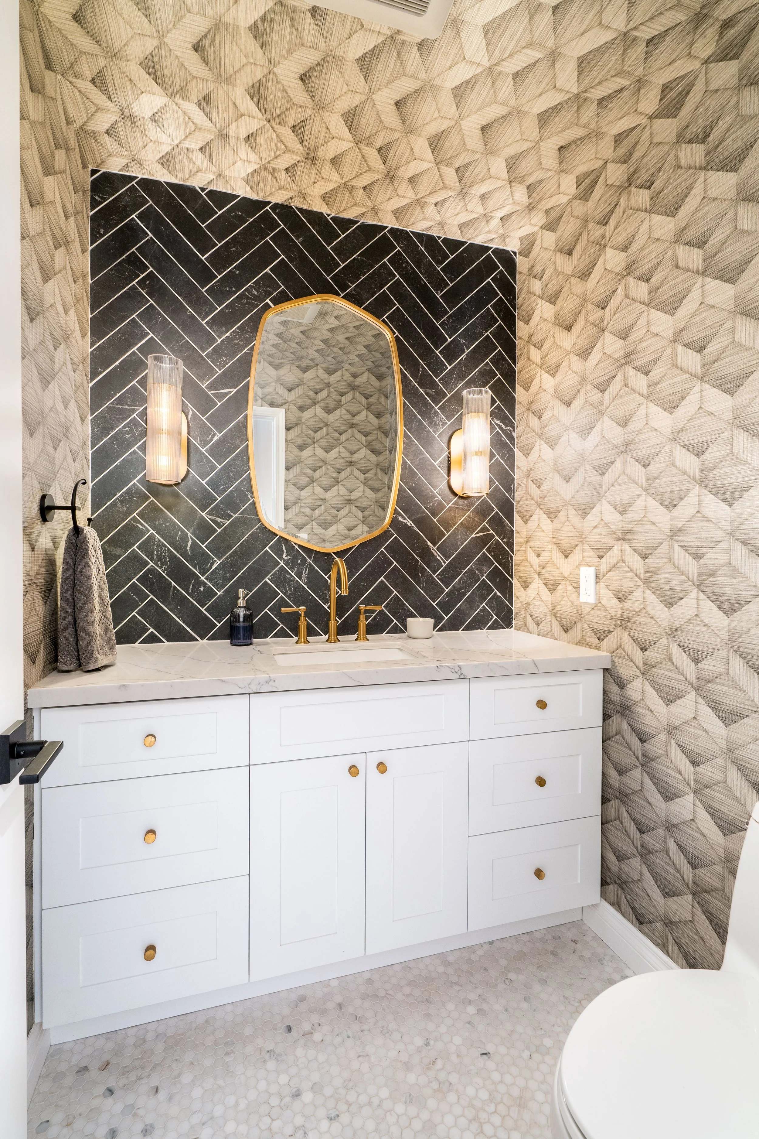 Luxury bathroom remodel with glass walk-in shower, soaking tub and modern tile finishes