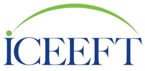 Logo of ICEF and an arch design above the text.