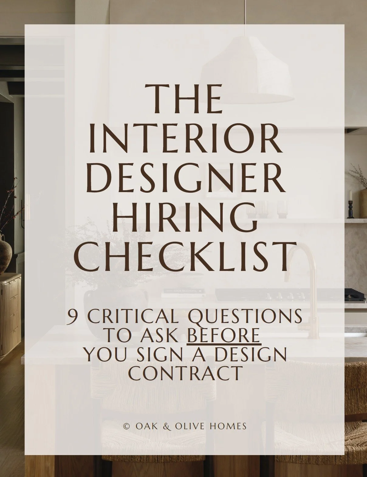 cover of the interior design hiring checklist downloadable freebie