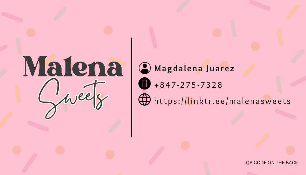 Malena Sweets Business Card (Front)