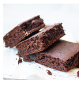 Three pieces of chocolate cake with a layered and fudgy appearance