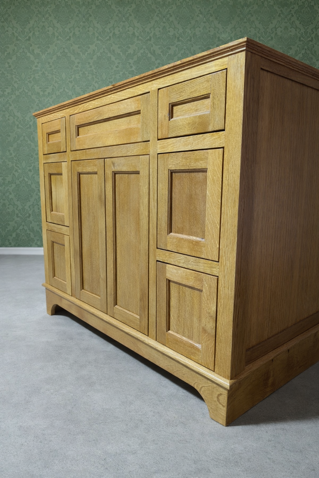 Custom wood bathroom vanity cabinet with white oak 