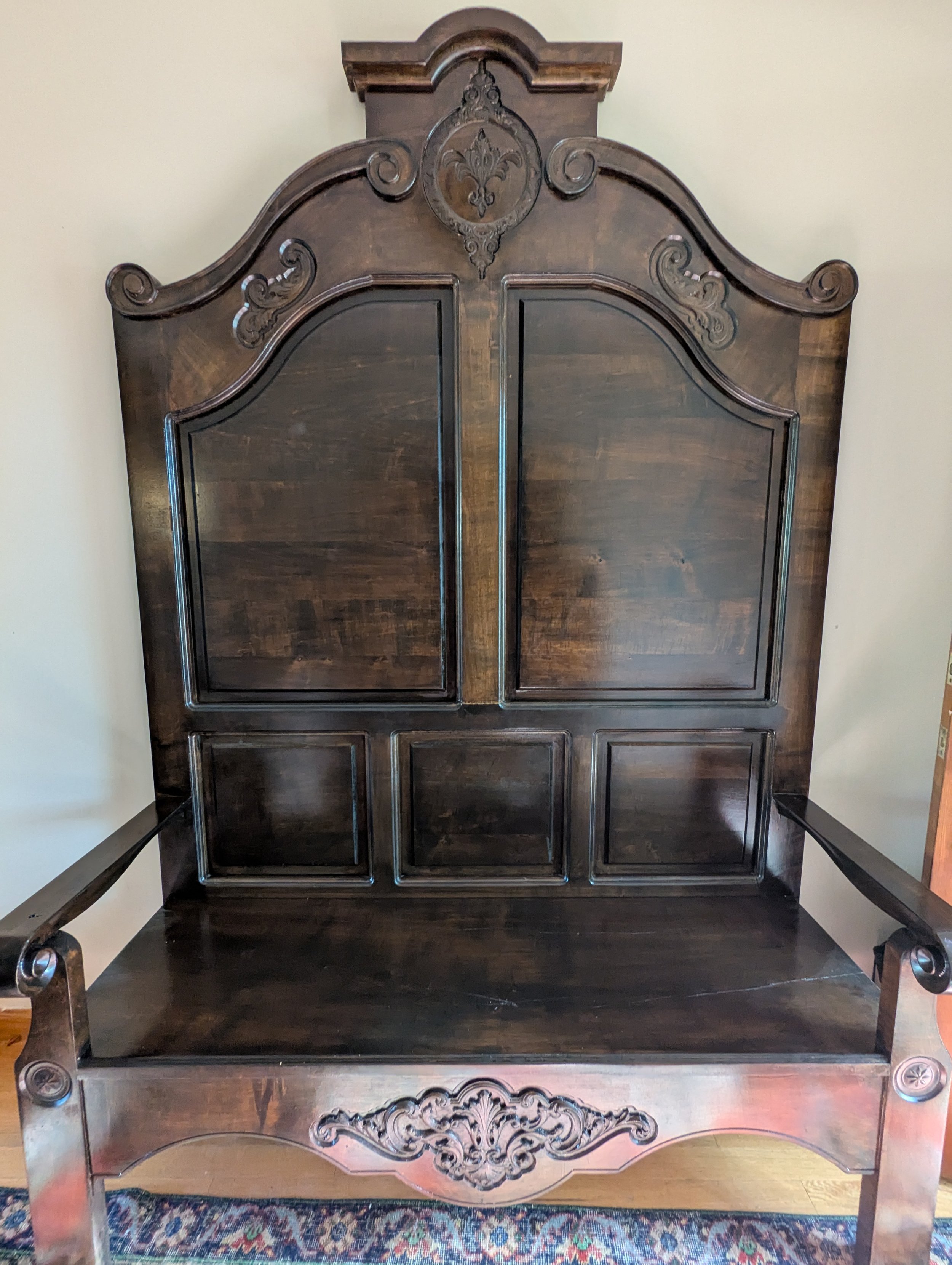 Custom built handcrafted grand hall chair entryway bench