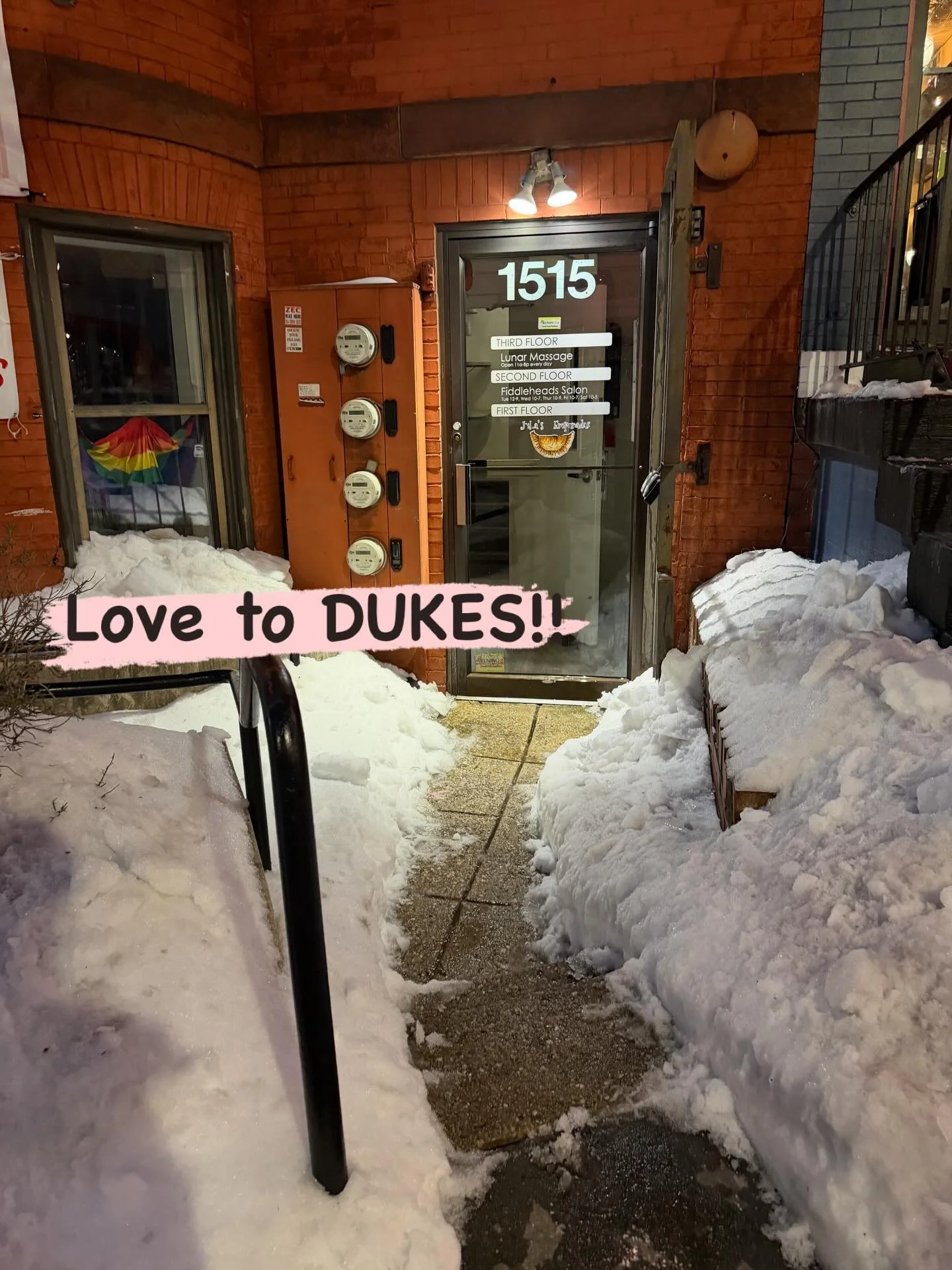 Huge hugs to @dukesgrocery  for spreading their warmth by clearing our walkway!