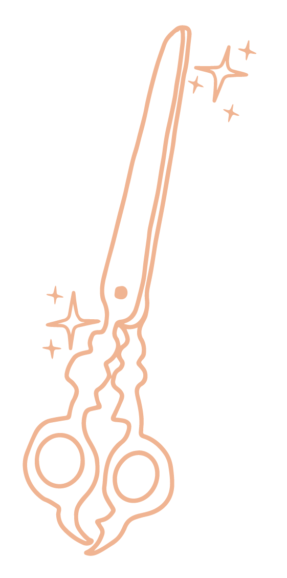 A Curly Coven hair cutting scissors with sparkles.