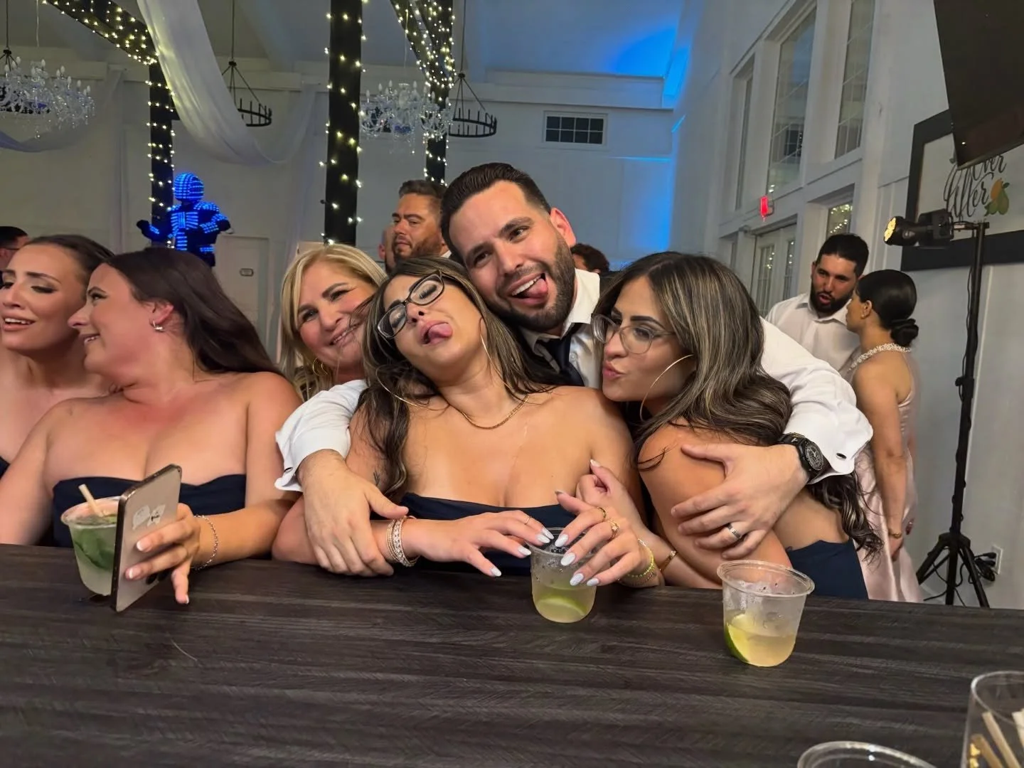 One hand on the phone, one hand on the shot💃🕺🥃