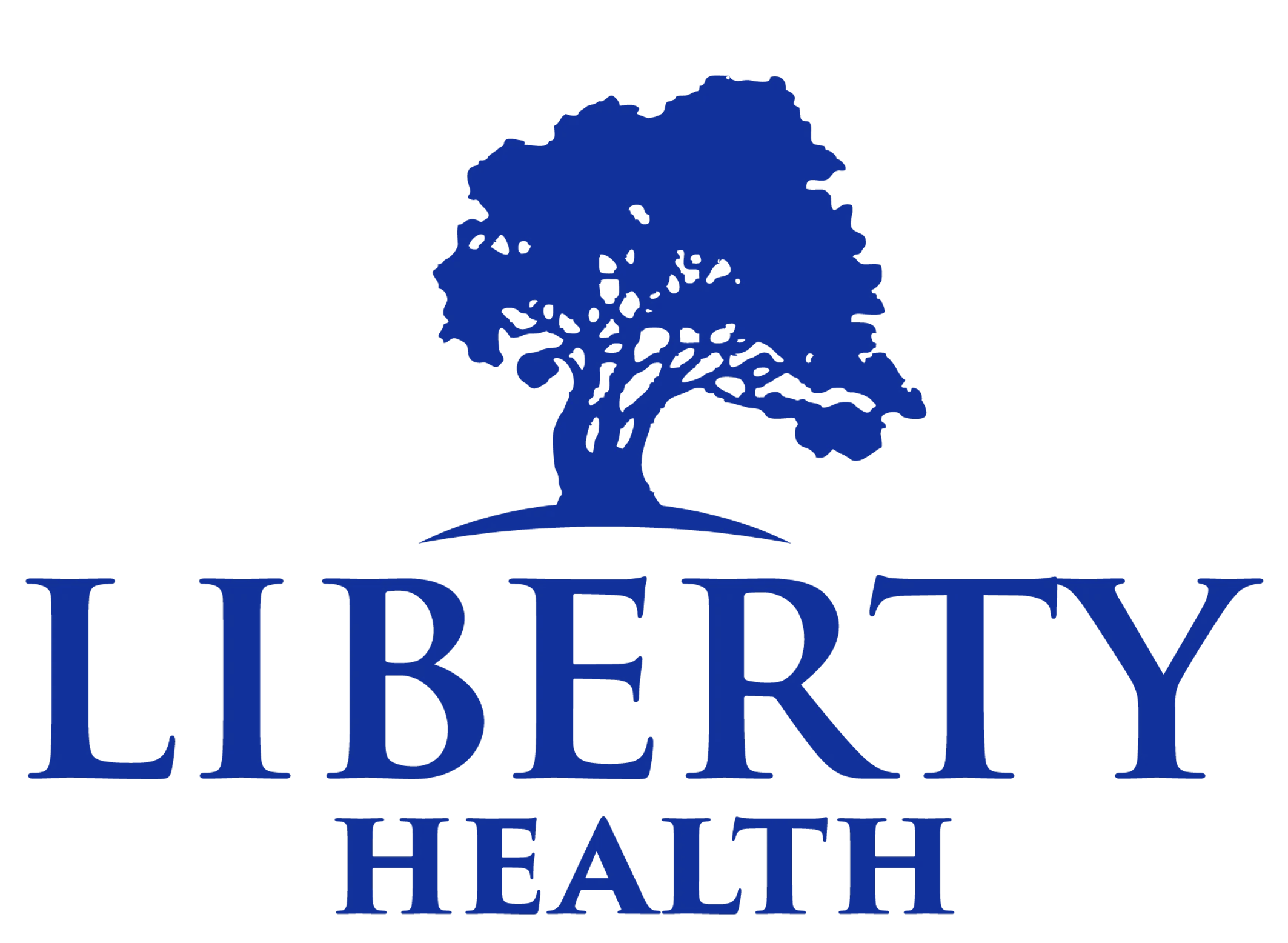 The image shows the logo of the United States' Department of Health and Human Services, featuring a blue silhouette of a tree with the word 'LIBERTY' partially visible beneath it.
