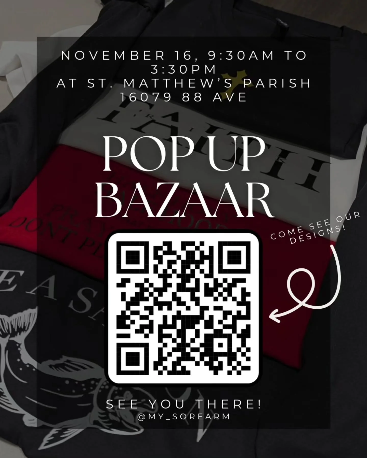Come see us at St. Matthew's Annual Christmas Bazaar!

Special prices for those who attend. See you there!

#smallbusiness #customapparel #originalart #foryoupage #foryouシ #fyp