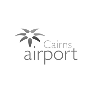 Cairns Airport logo with a stylized palm tree design.