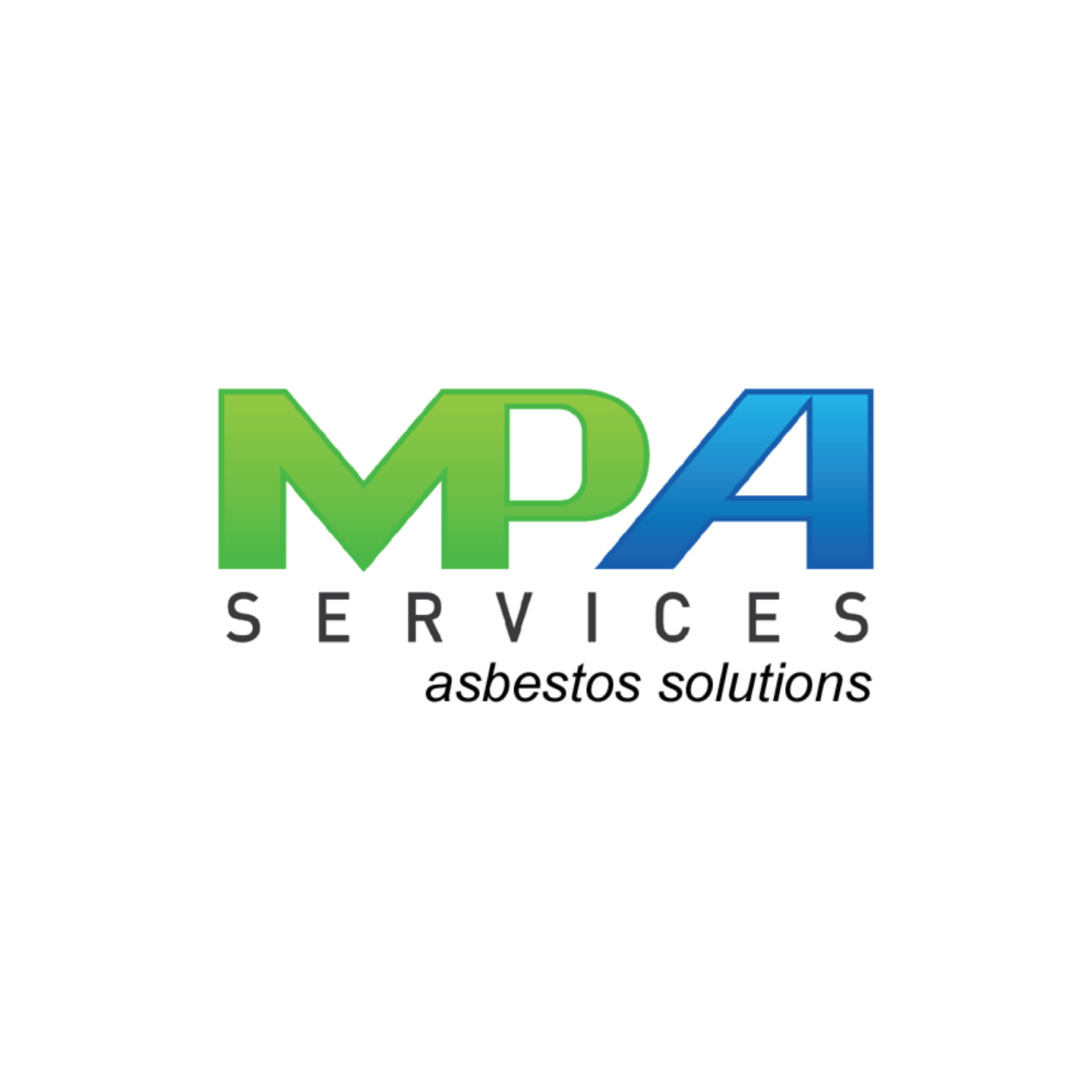 Logo for MPA Services with green and blue text and the tagline 'asbestos solutions'