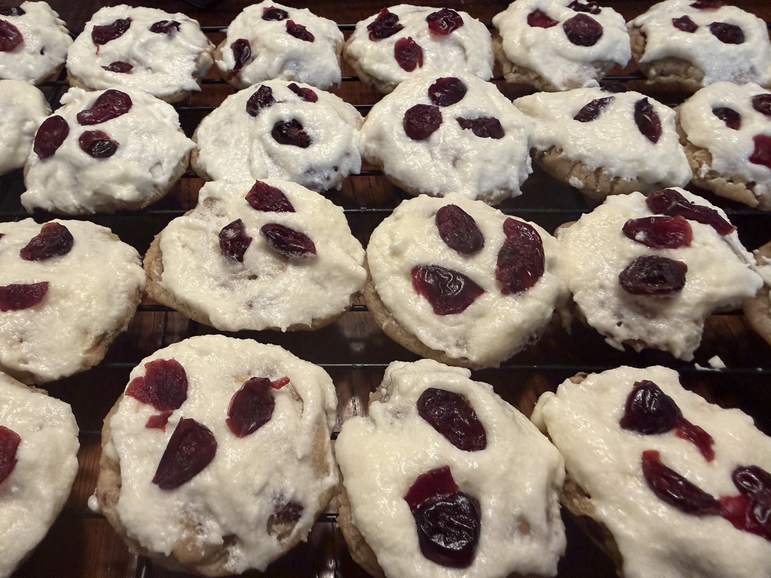 Cranberry Bliss Cookies with Cream Cheese Frosting