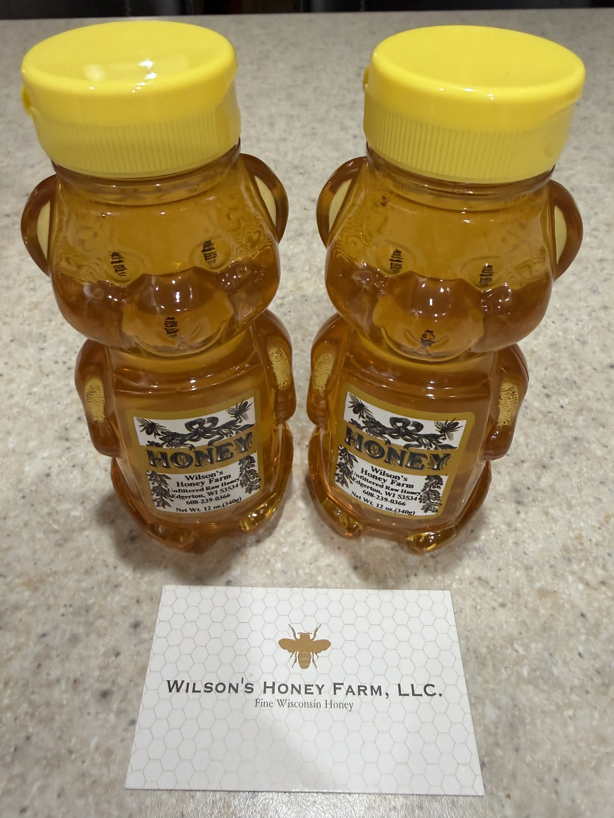 Two honey bears of Wilsons Fine Wisconsin Honey