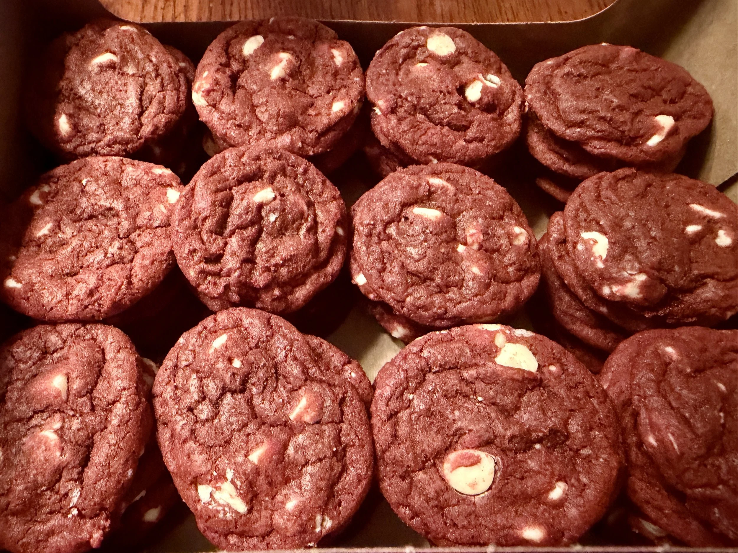 Red Velvet cookies made by Wisconsin Cottage Bakery Twelve Moons Baking.
