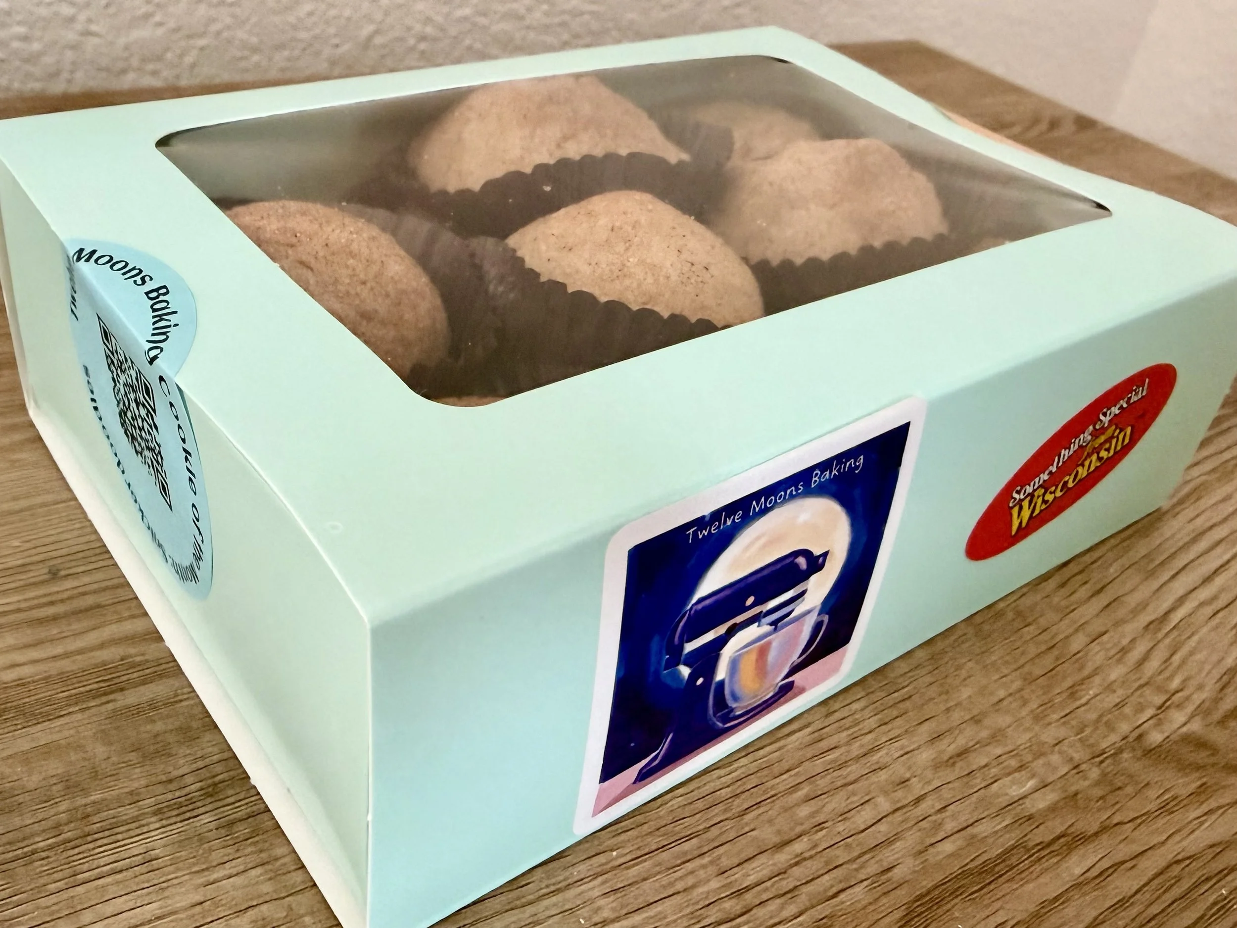 Box of 18 home-baked cookies from Wisconsin cottage bakery Twelve Moons Baking LLC