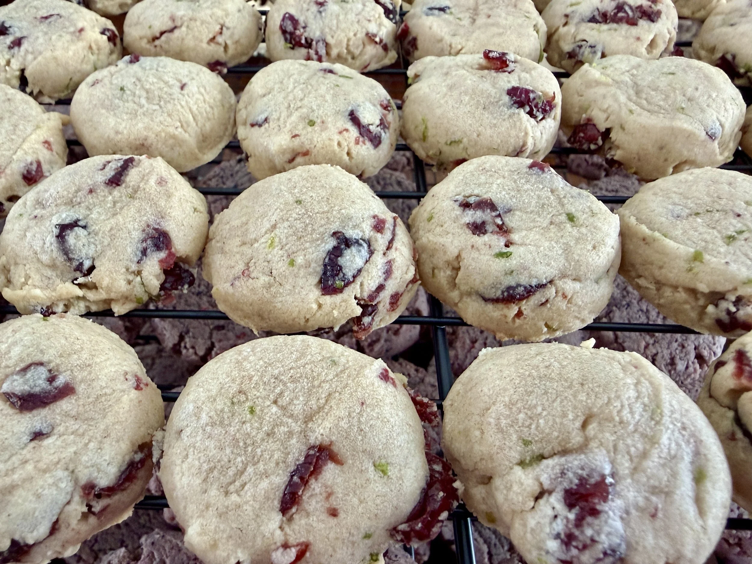 Lime Cranberry Cookies made by Wisconsin Cottage Bakery Twelve Moons Baking, using locally sourced Wisconsin ingredients.