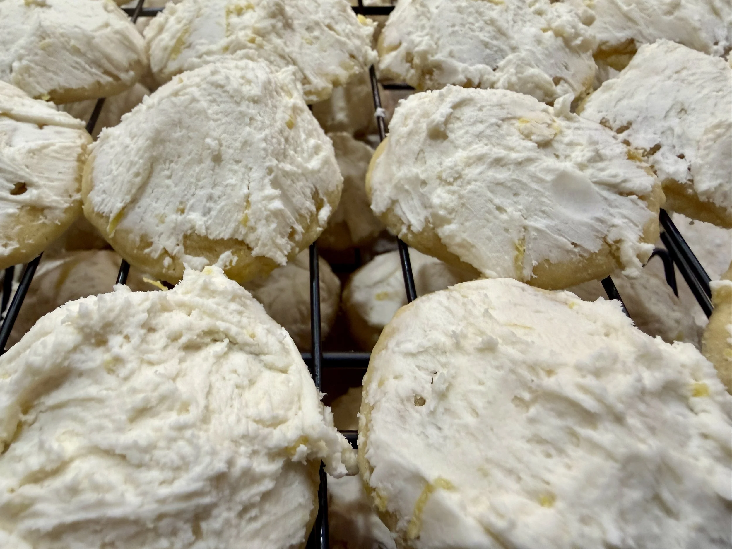 Frosted lemon butter cookies made by Wisconsin Cottage Bakery Twelve Moons Baking