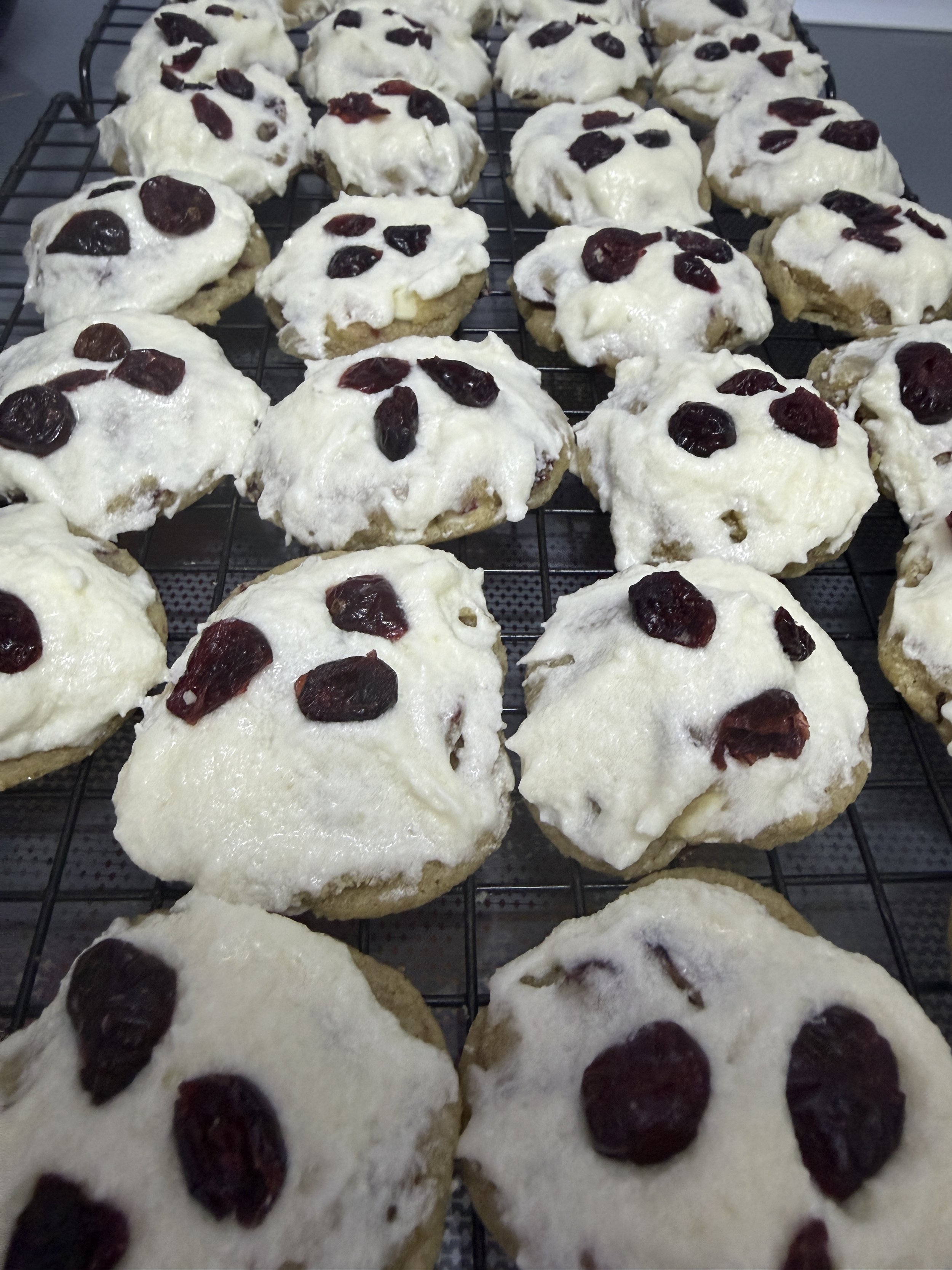 Cranberry Bliss Cookies with Cream Cheese Frosting