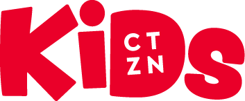Logo with the word 'KIDS' in red and black, with the letters 'CTZN' inside the 'D'.