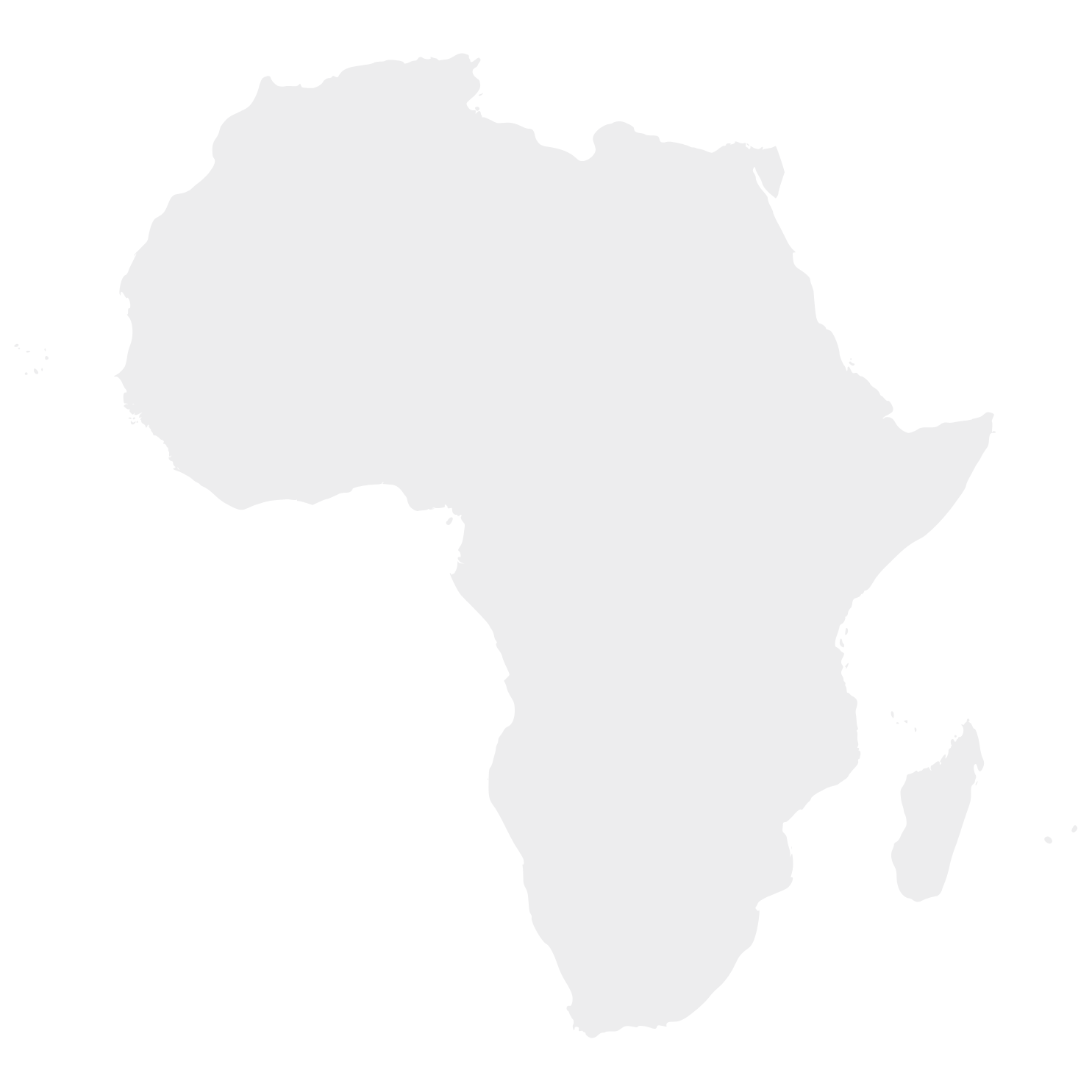 Gray silhouette map of Africa with a black background.