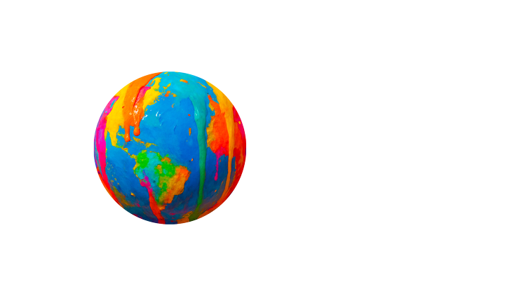 Colorful globe of Earth with a black background.